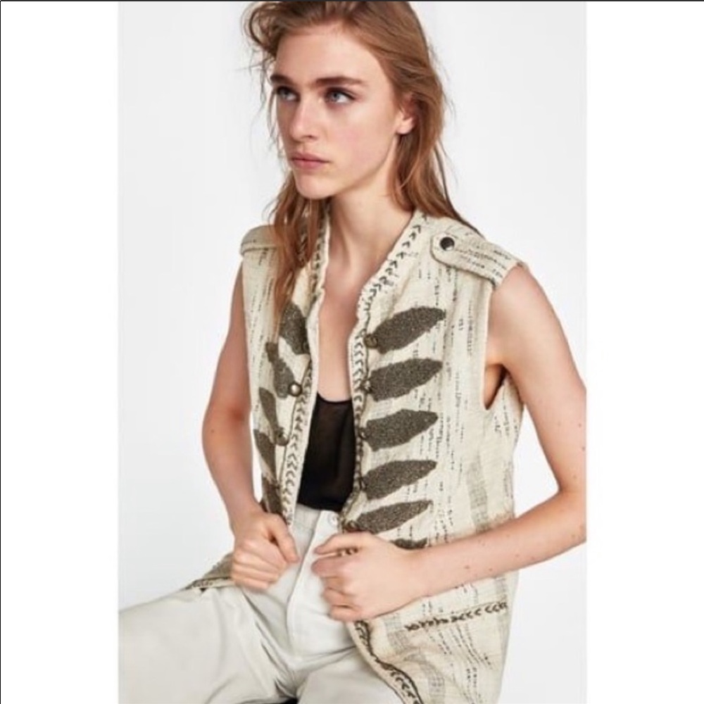 Brand New Zara Waistcoat with Embroidered Detail